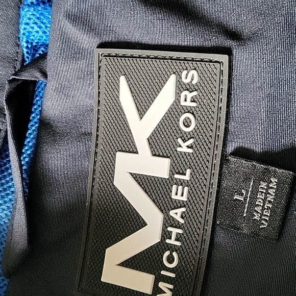 MICHAEL Kors mens full zip hooded jacket windrunner Size L navy big logo - Picture 3 of 6